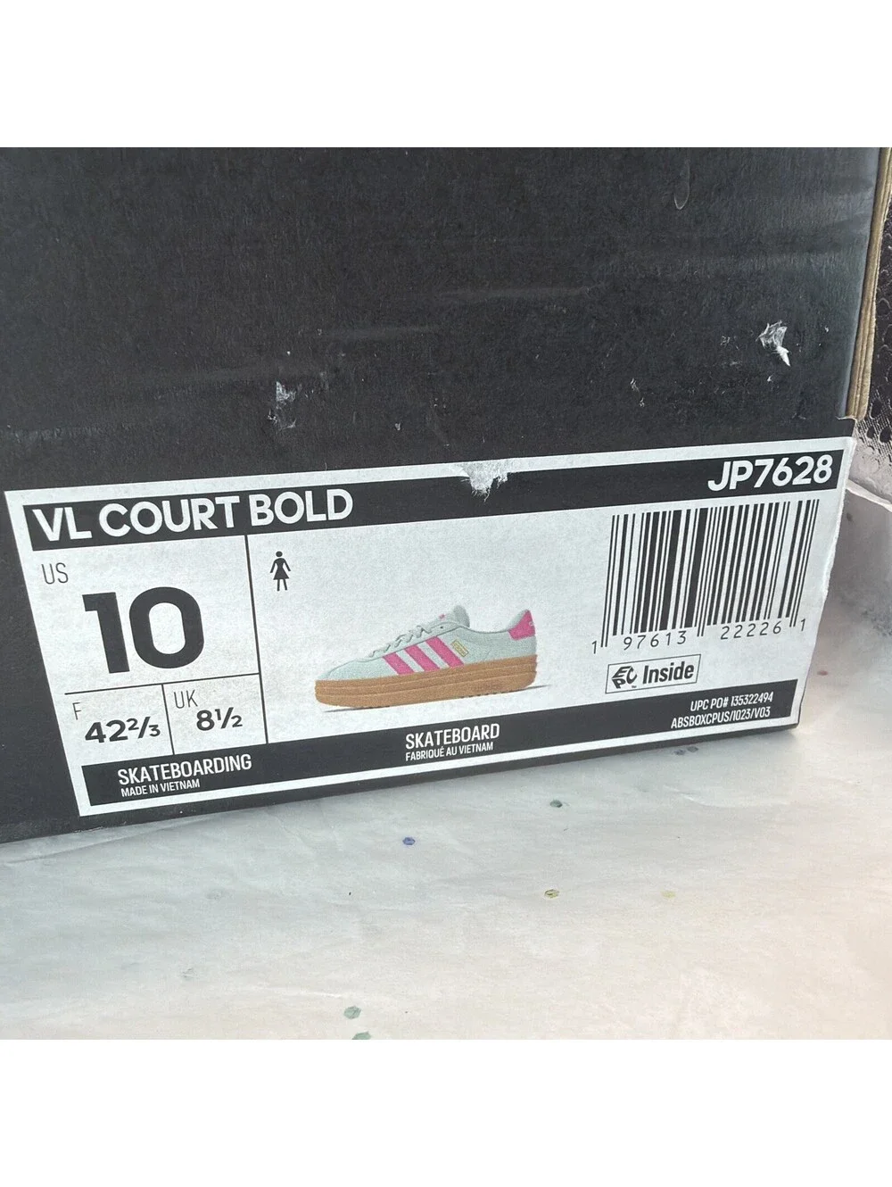 adidas VL Court Bold Women Size 10 JP7628 Pink Mint Green Gum New Box Damaged